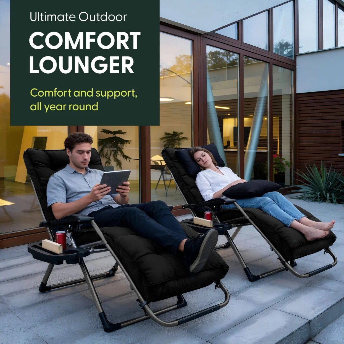 Keplin Square Tube Gravity Chair with Cushion – Extra Wide 72cm – image 8