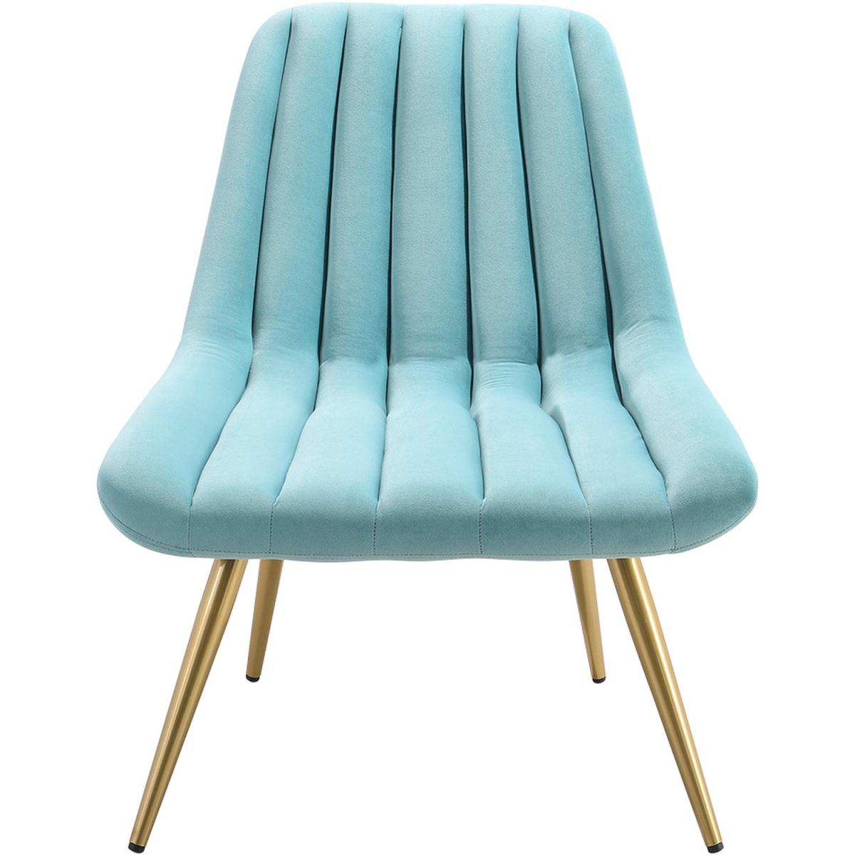 Velvet Upholstered Gold Metal Legs Lounge Accent Chair - Blue – image 2