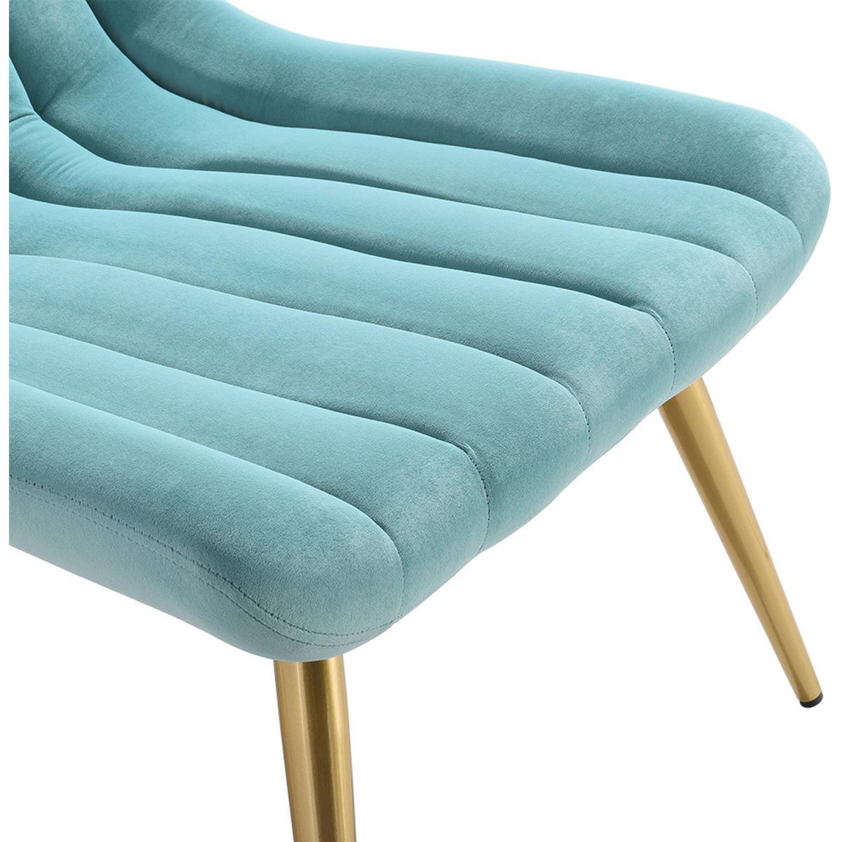 Velvet Upholstered Gold Metal Legs Lounge Accent Chair - Blue – image 3