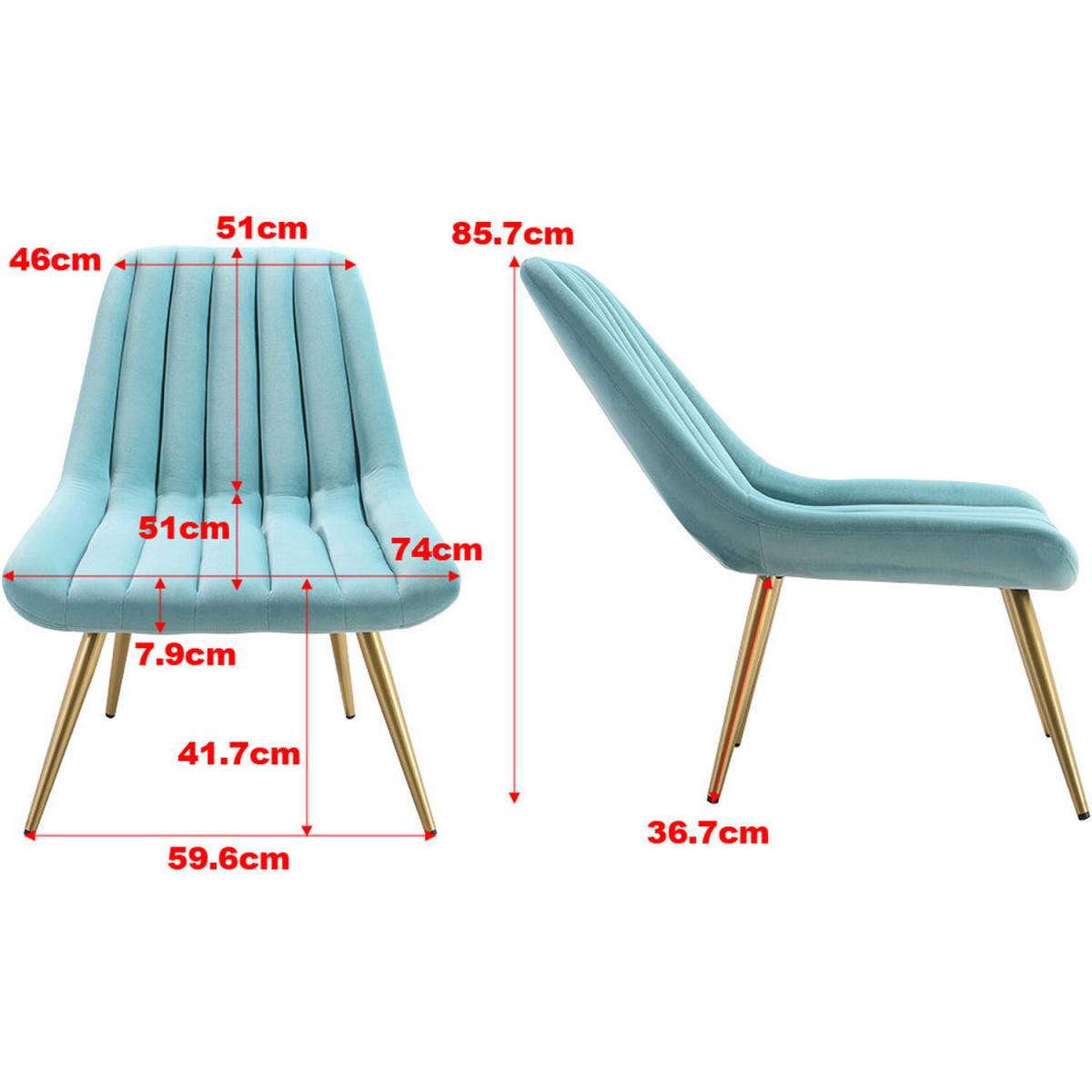 Velvet Upholstered Gold Metal Legs Lounge Accent Chair - Blue – image 4