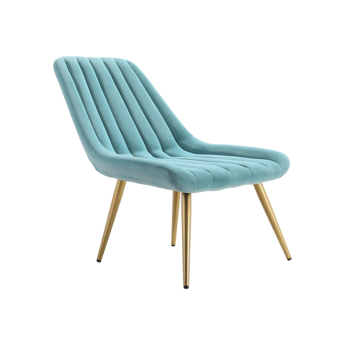Velvet Upholstered Gold Metal Legs Lounge Accent Chair - Blue – image 1