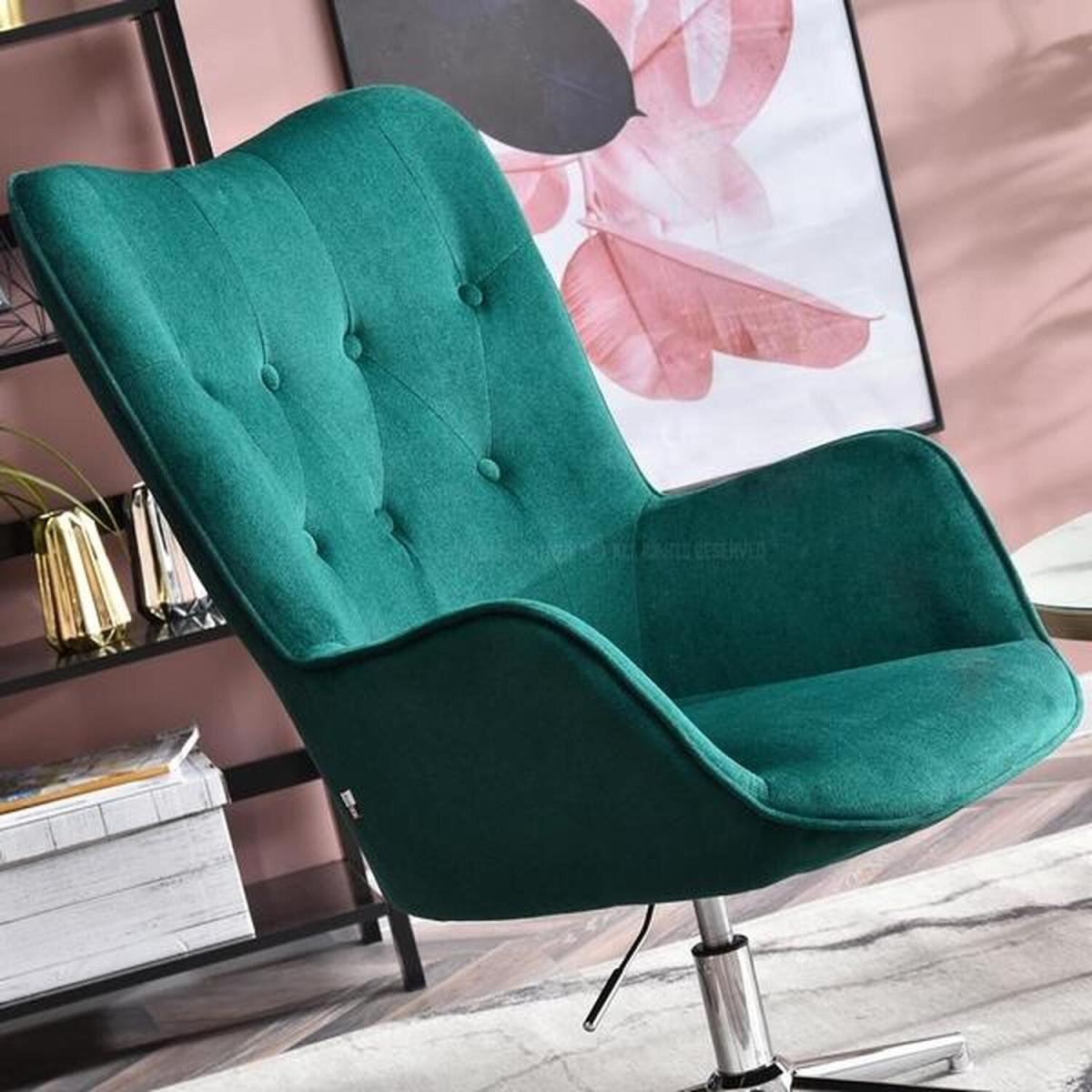 Swifel Velvet Chair in Green on Silver Chrome Base - Trini – image 3