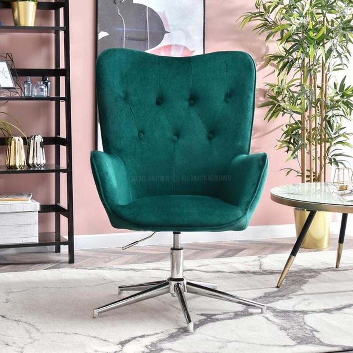 Swifel Velvet Chair in Green on Silver Chrome Base - Trini – image 4