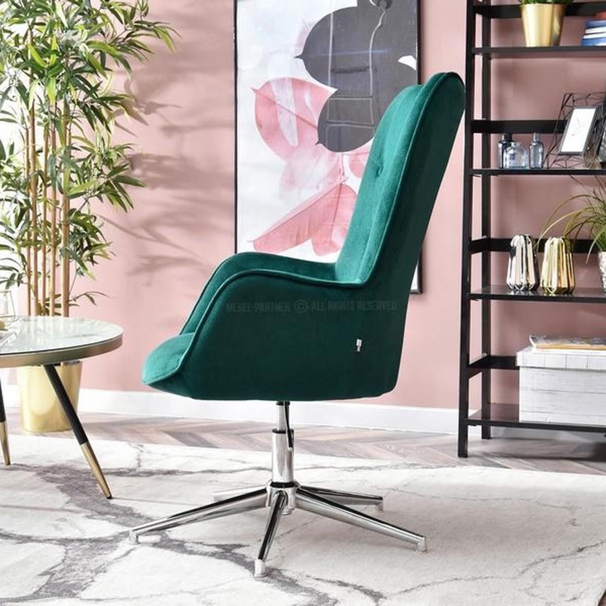 Swifel Velvet Chair in Green on Silver Chrome Base - Trini – image 6