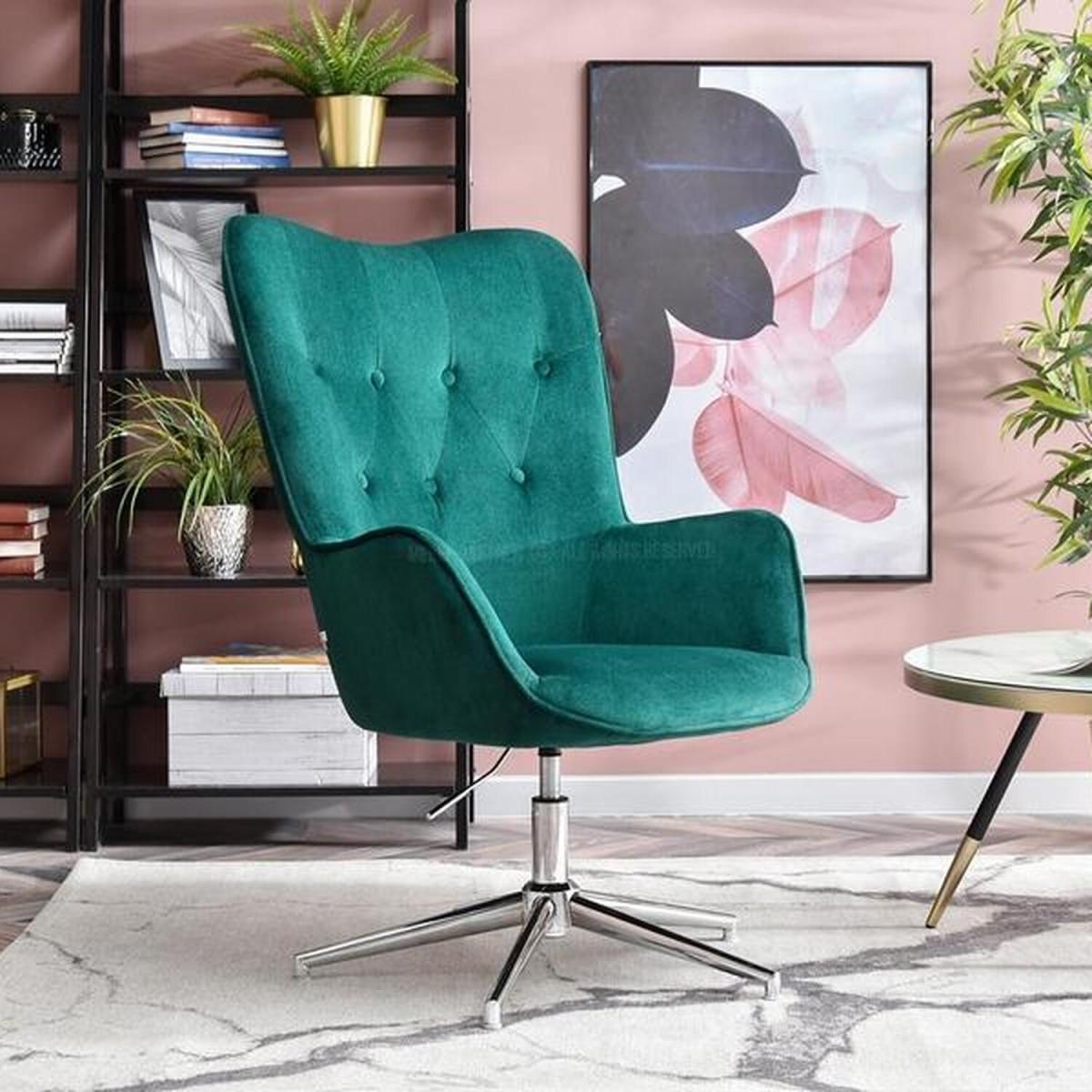 Swifel Velvet Chair in Green on Silver Chrome Base - Trini – image 1