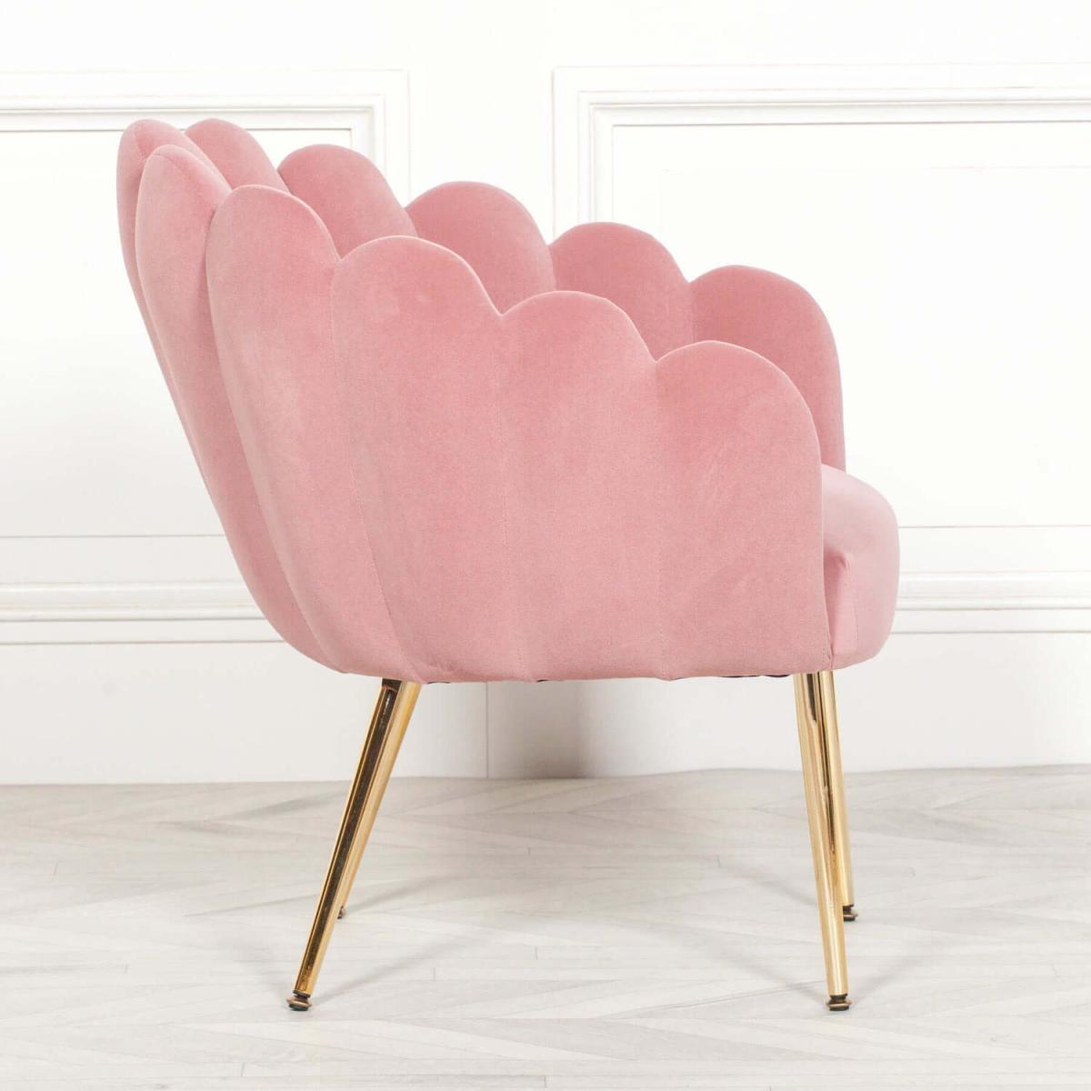 Pink Velvet Scalloped Shell Chair With Gold Legs - Pink – image 4