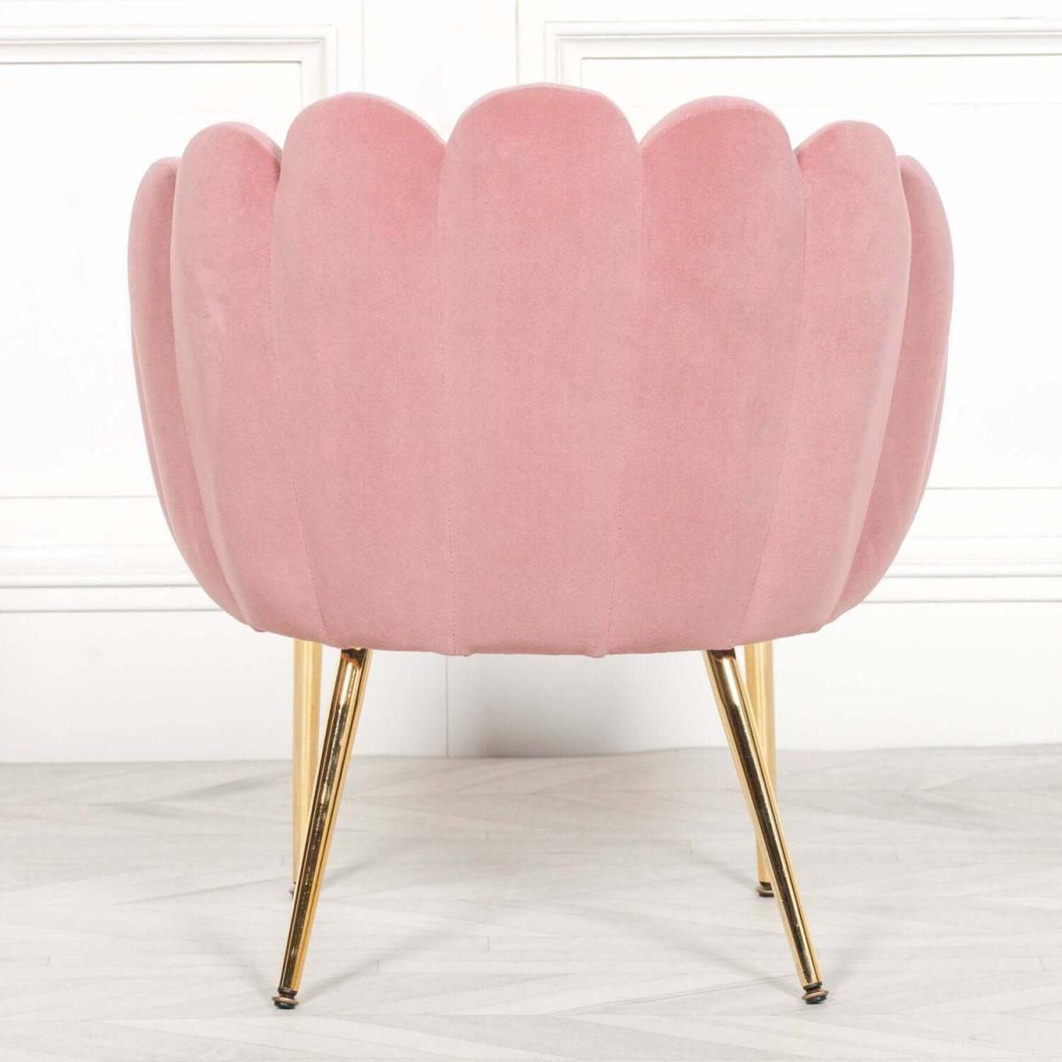 Pink Velvet Scalloped Shell Chair With Gold Legs - Pink – image 5