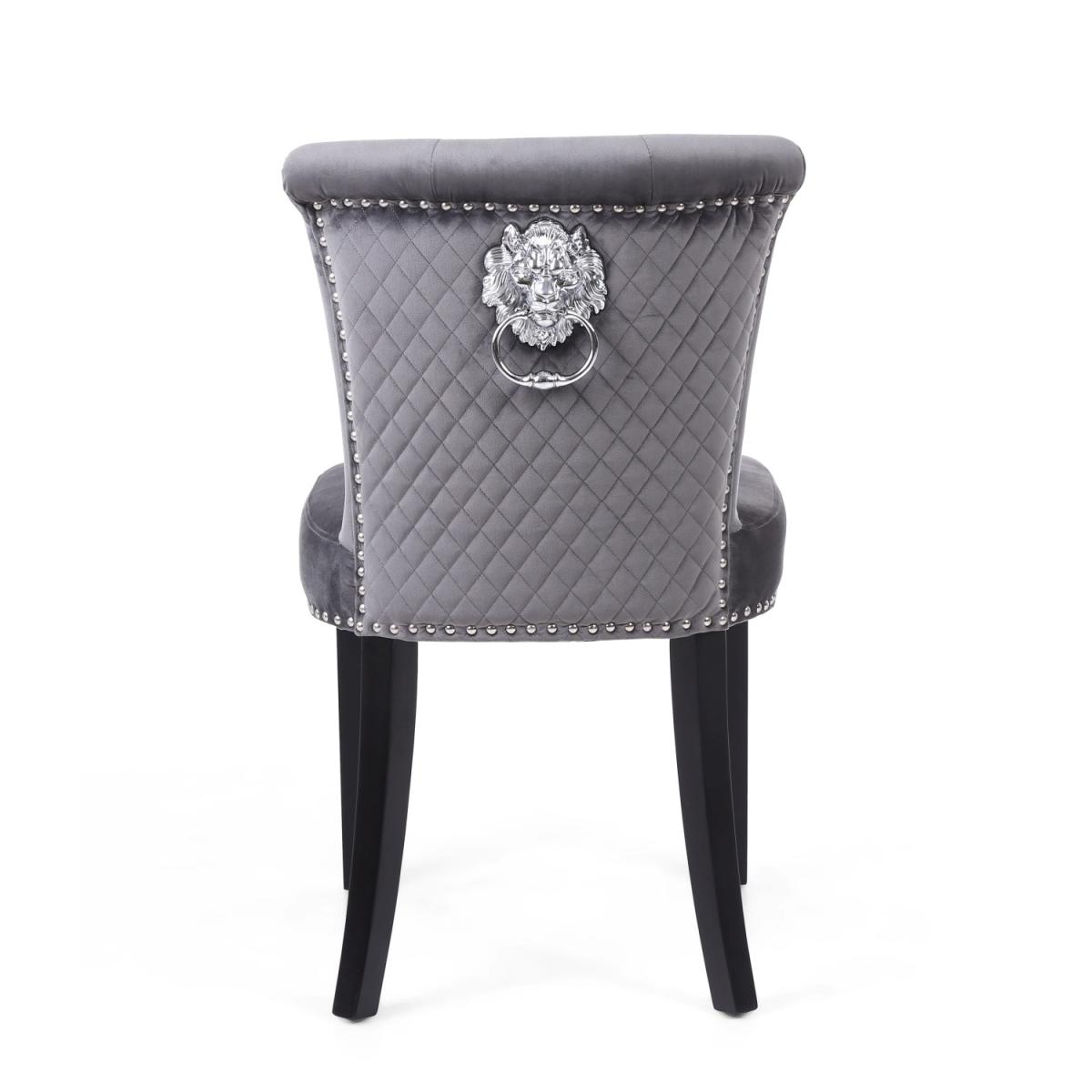 Pair of Sandringham Lionhead Brushed Velvet Grey Accent Chairs - Grey – image 2
