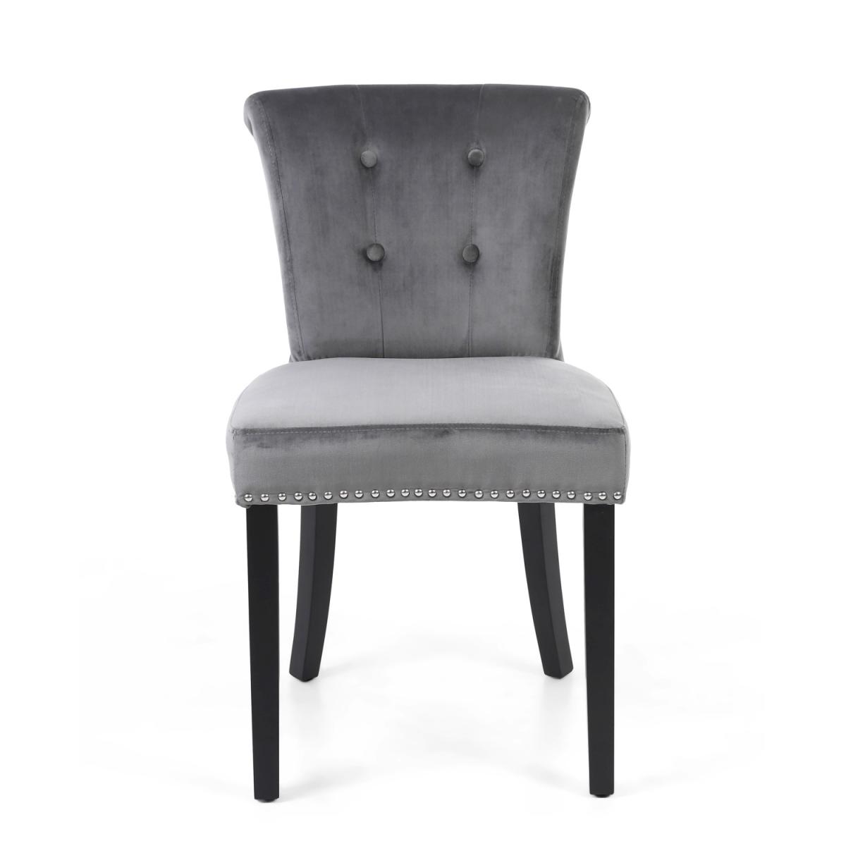 Pair of Sandringham Lionhead Brushed Velvet Grey Accent Chairs - Grey – image 3