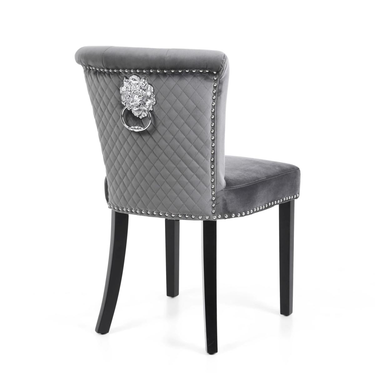 Pair of Sandringham Lionhead Brushed Velvet Grey Accent Chairs - Grey – image 5
