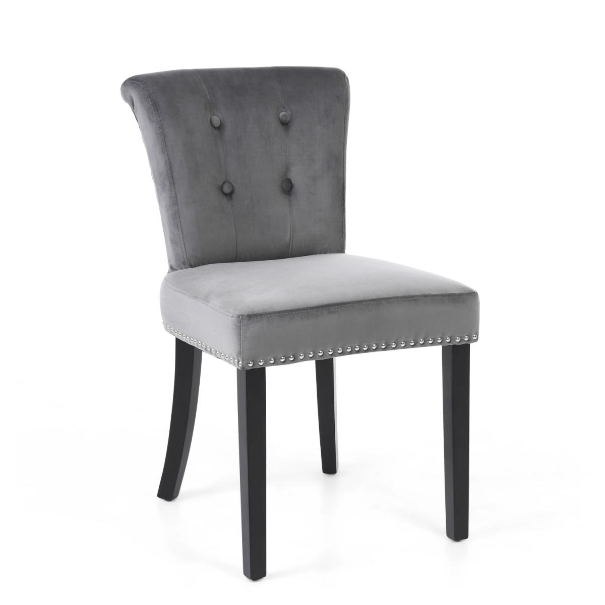 Pair of Sandringham Lionhead Brushed Velvet Grey Accent Chairs - Grey – image 6
