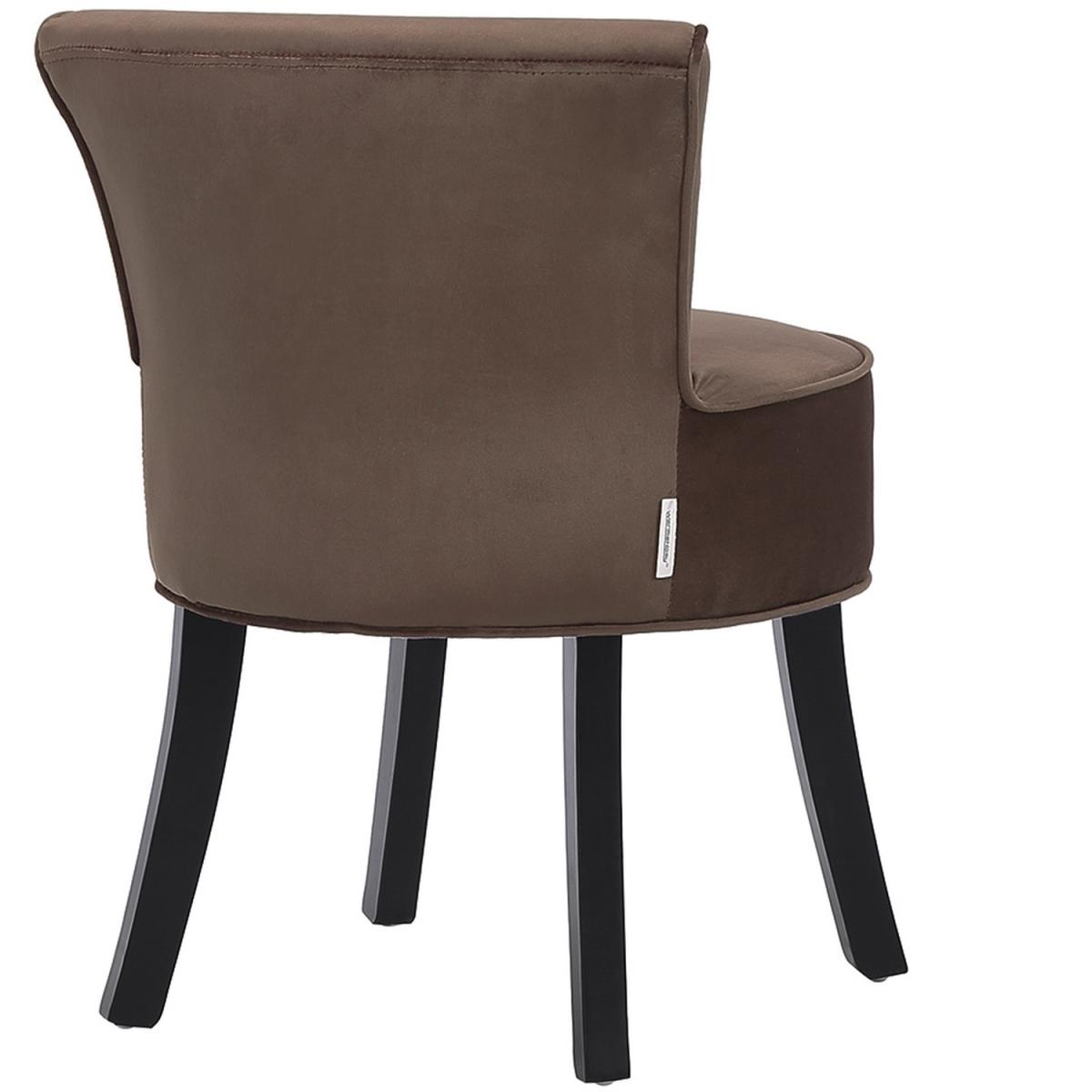 Velvet Dressing Table Stool Bedroom Makeup Chair Footstool - Brown – image 4