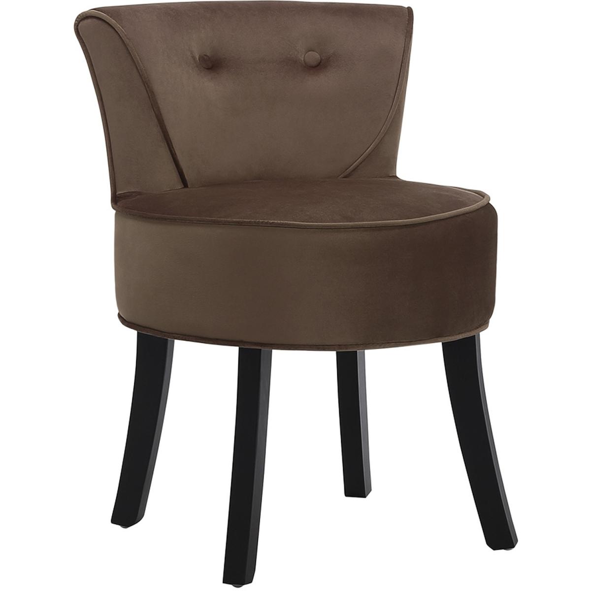 Velvet Dressing Table Stool Bedroom Makeup Chair Footstool - Brown – image 5