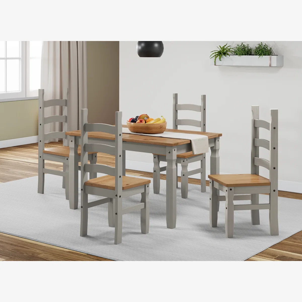 Corona Small Extending Table 4 Chairs - Distressed Grey Wax – image 1