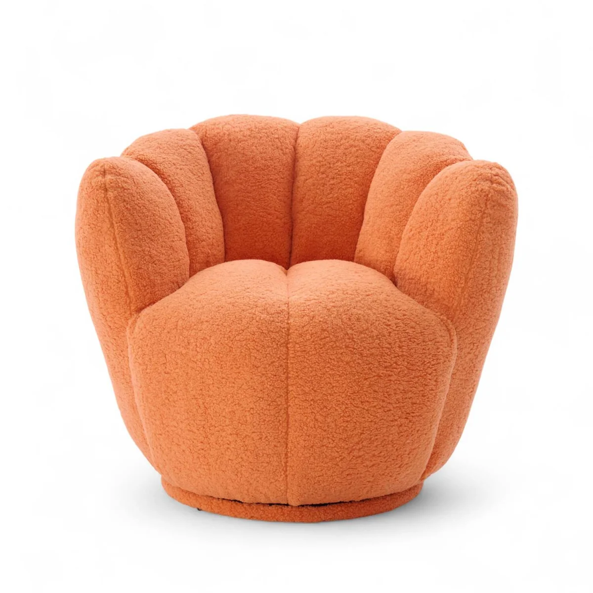 Teddy Boucle Fabric Orange Naomi Scalloped Barrel Chair - Orange – image 2