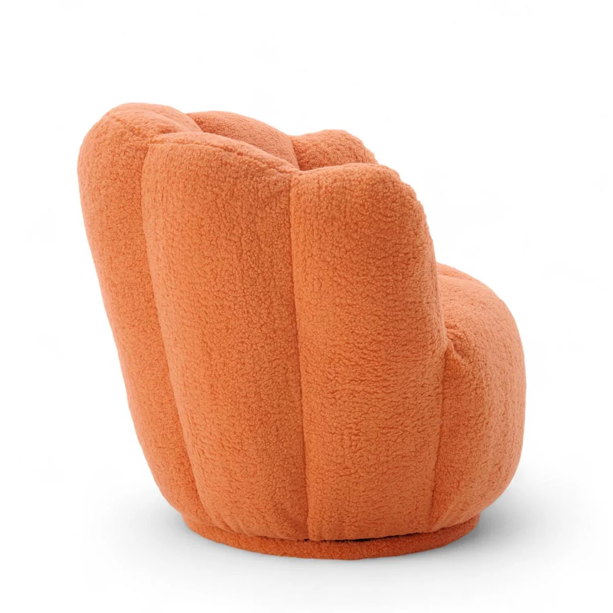 Teddy Boucle Fabric Orange Naomi Scalloped Barrel Chair - Orange – image 3