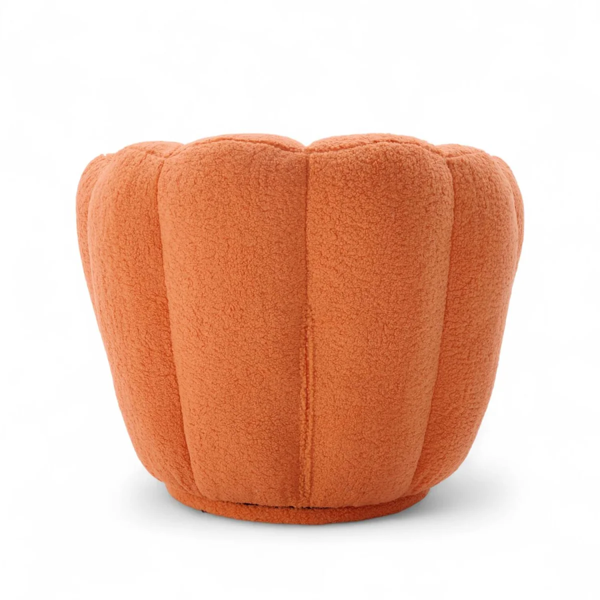 Teddy Boucle Fabric Orange Naomi Scalloped Barrel Chair - Orange – image 4