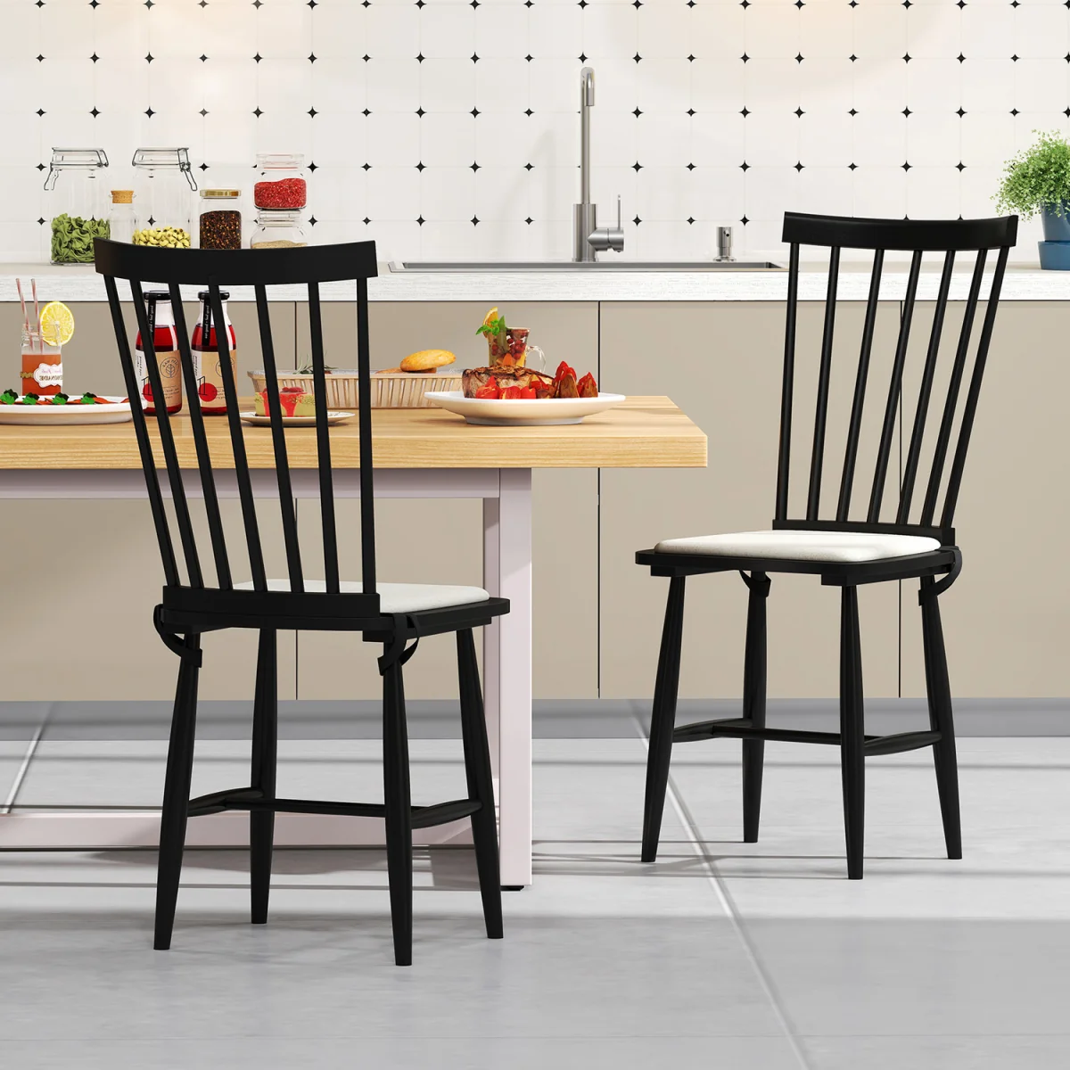Set of 2 Farmhouse Wooden Chairs – image 2