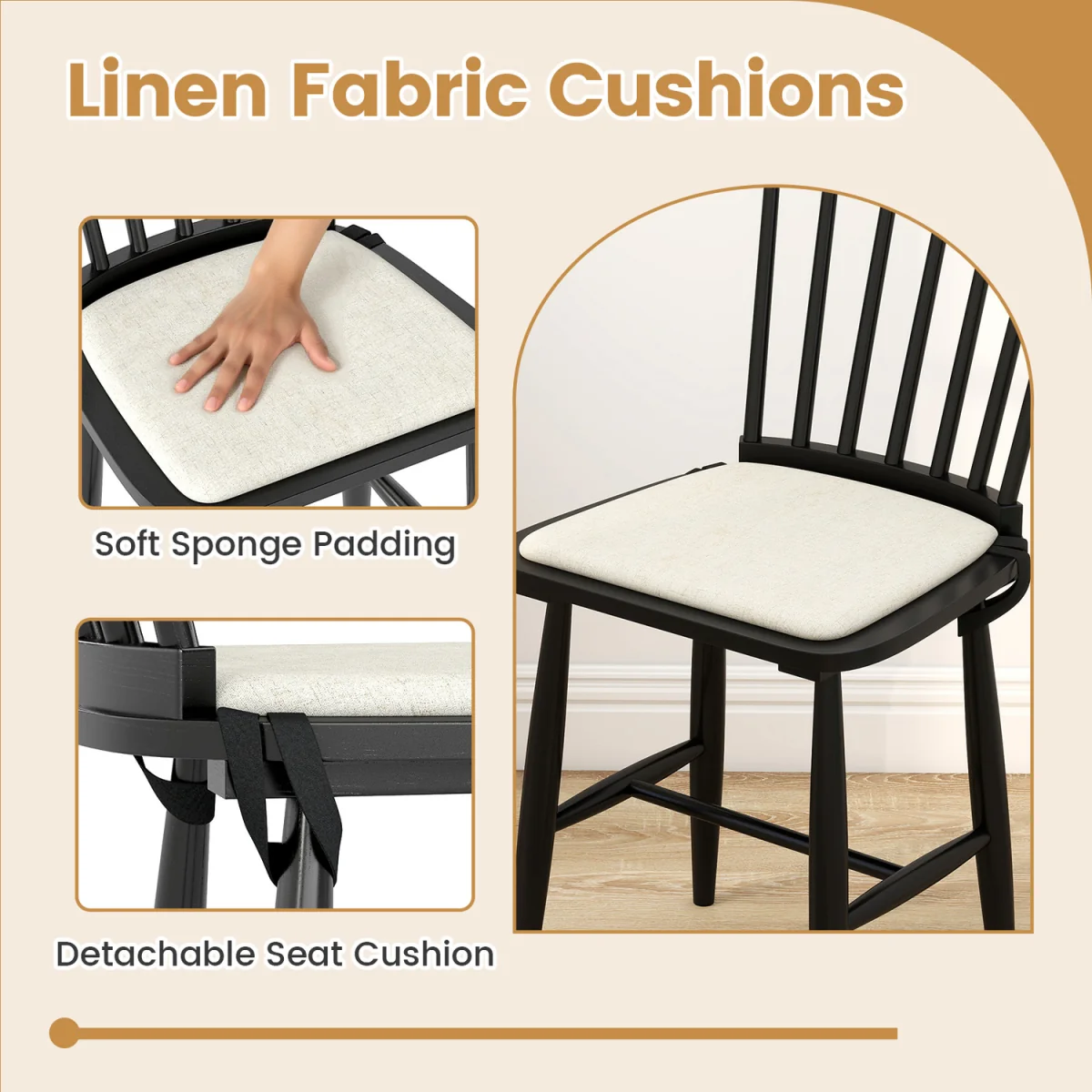 Set of 2 Farmhouse Wooden Chairs – image 5