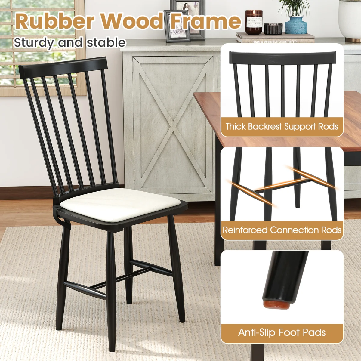 Set of 2 Farmhouse Wooden Chairs – image 6