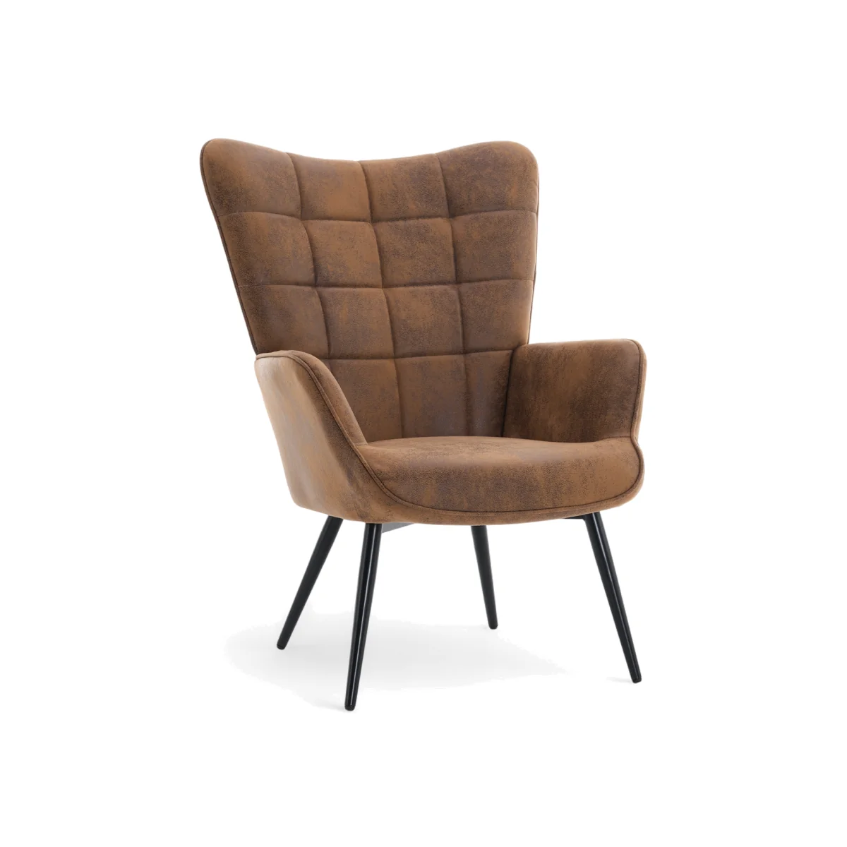 Faux Leather Suede Brown Osuna Accent Wingback Chair - Brown – image 1