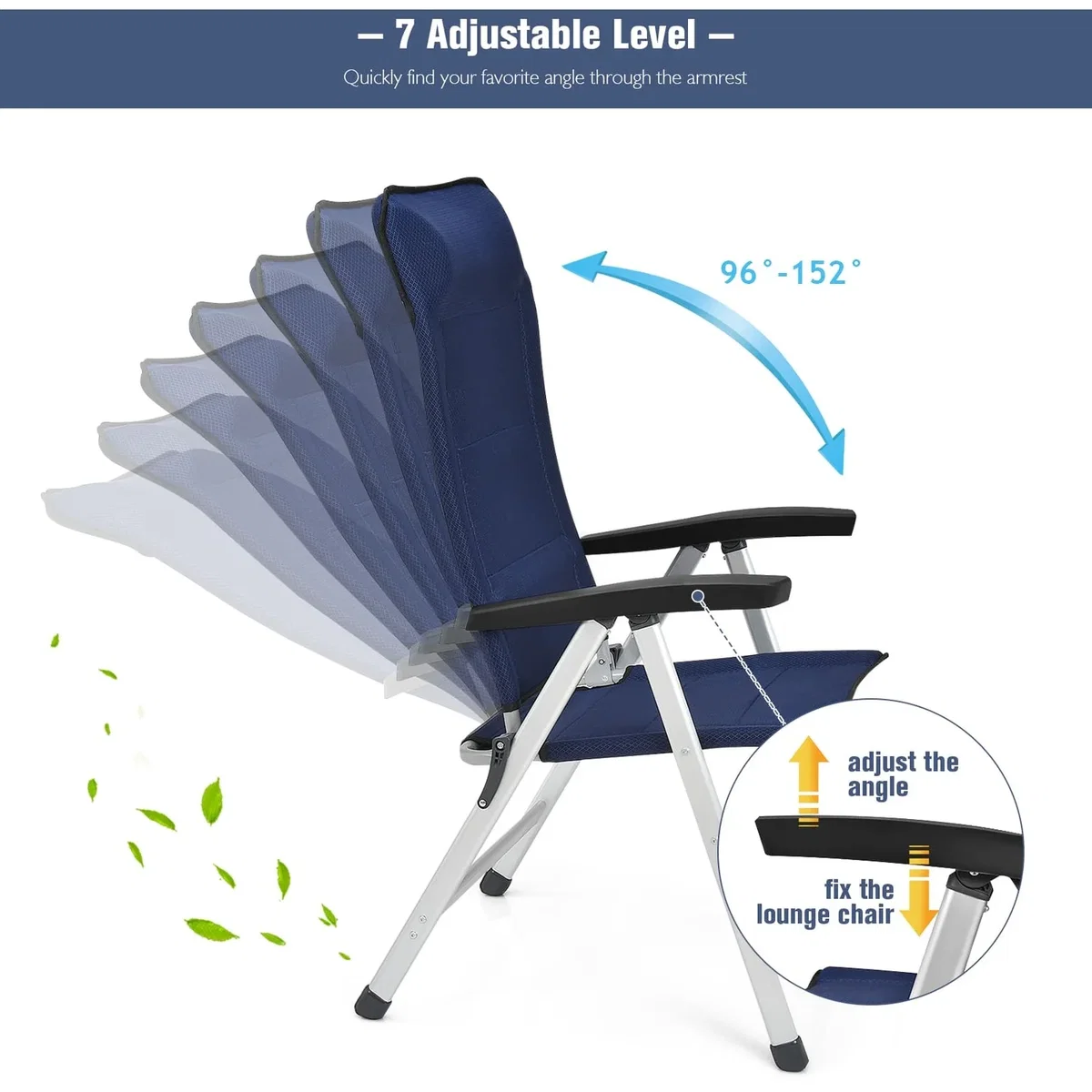 Costway 2-Piece Patio Folding Chairs - Blue – image 12