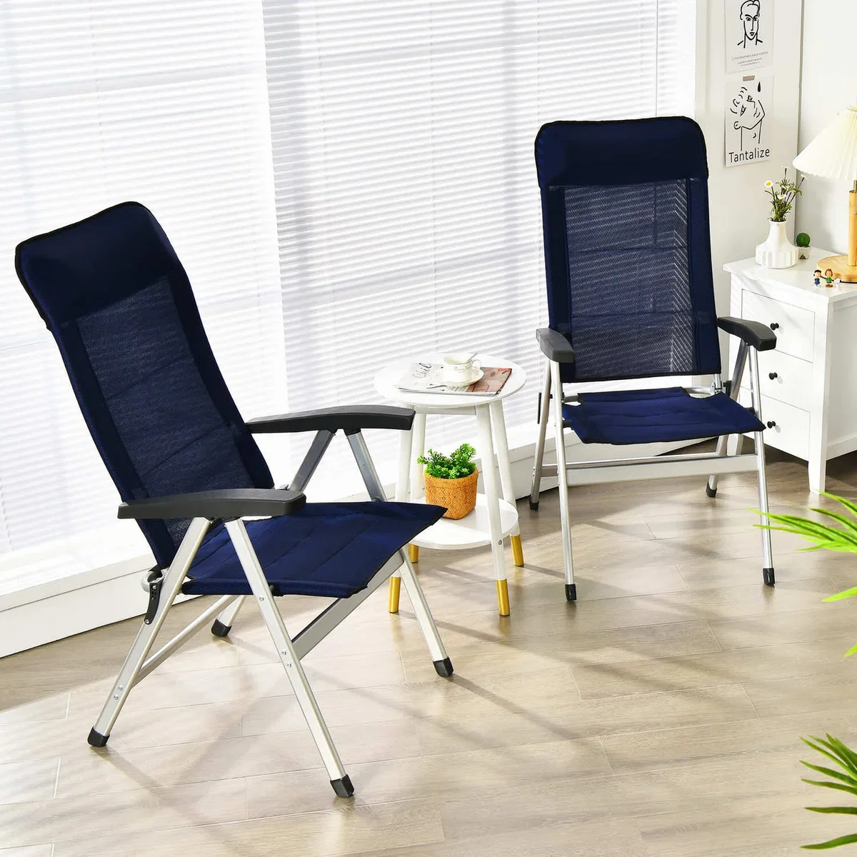 Costway 2-Piece Patio Folding Chairs - Blue – image 3