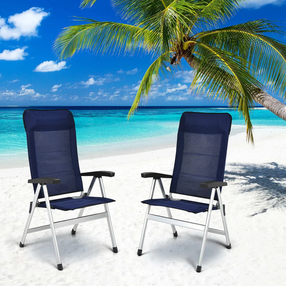 Costway 2-Piece Patio Folding Chairs - Blue – image 4