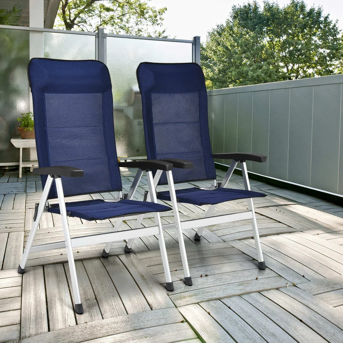 Costway 2-Piece Patio Folding Chairs - Blue – image 6
