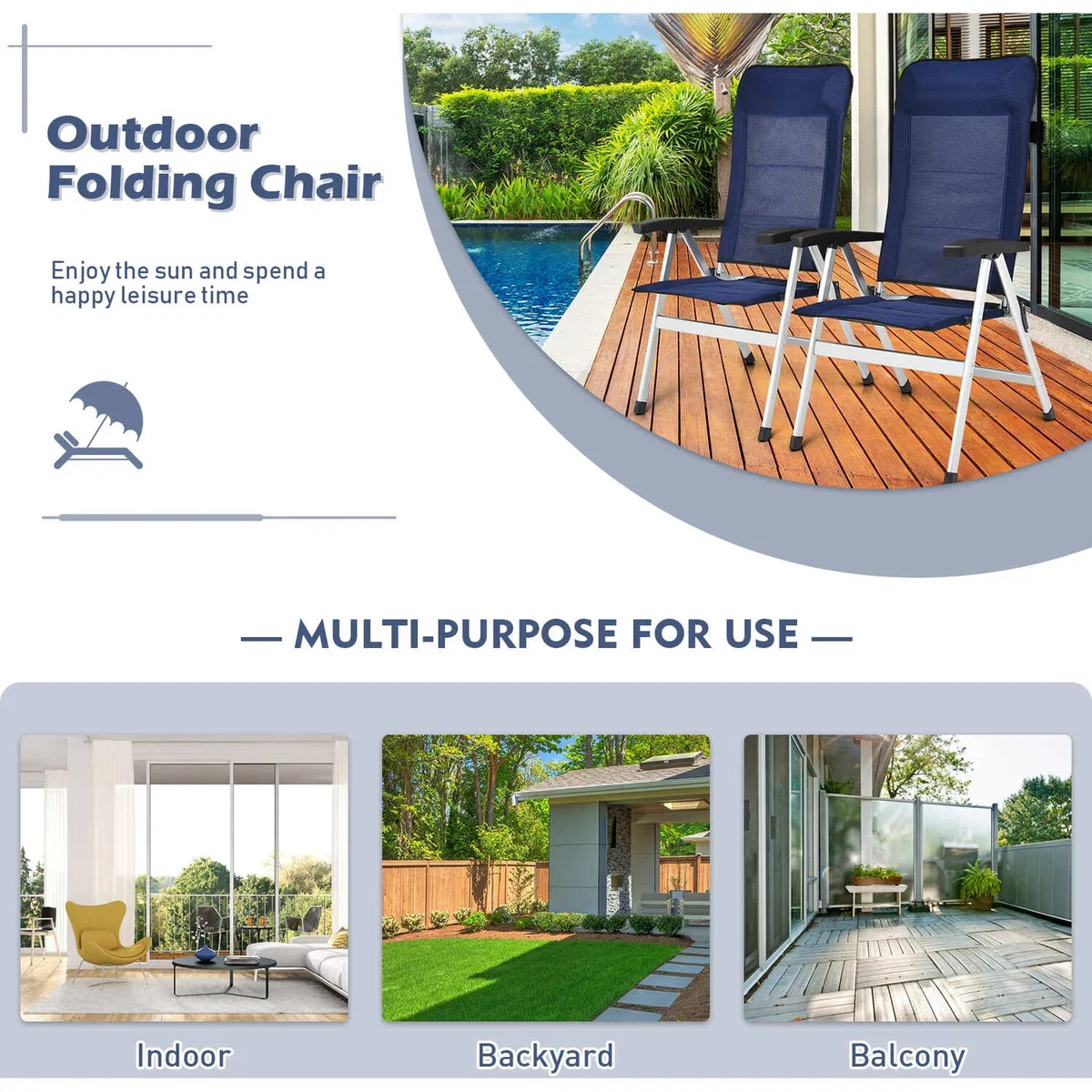 Costway 2-Piece Patio Folding Chairs - Blue – image 10