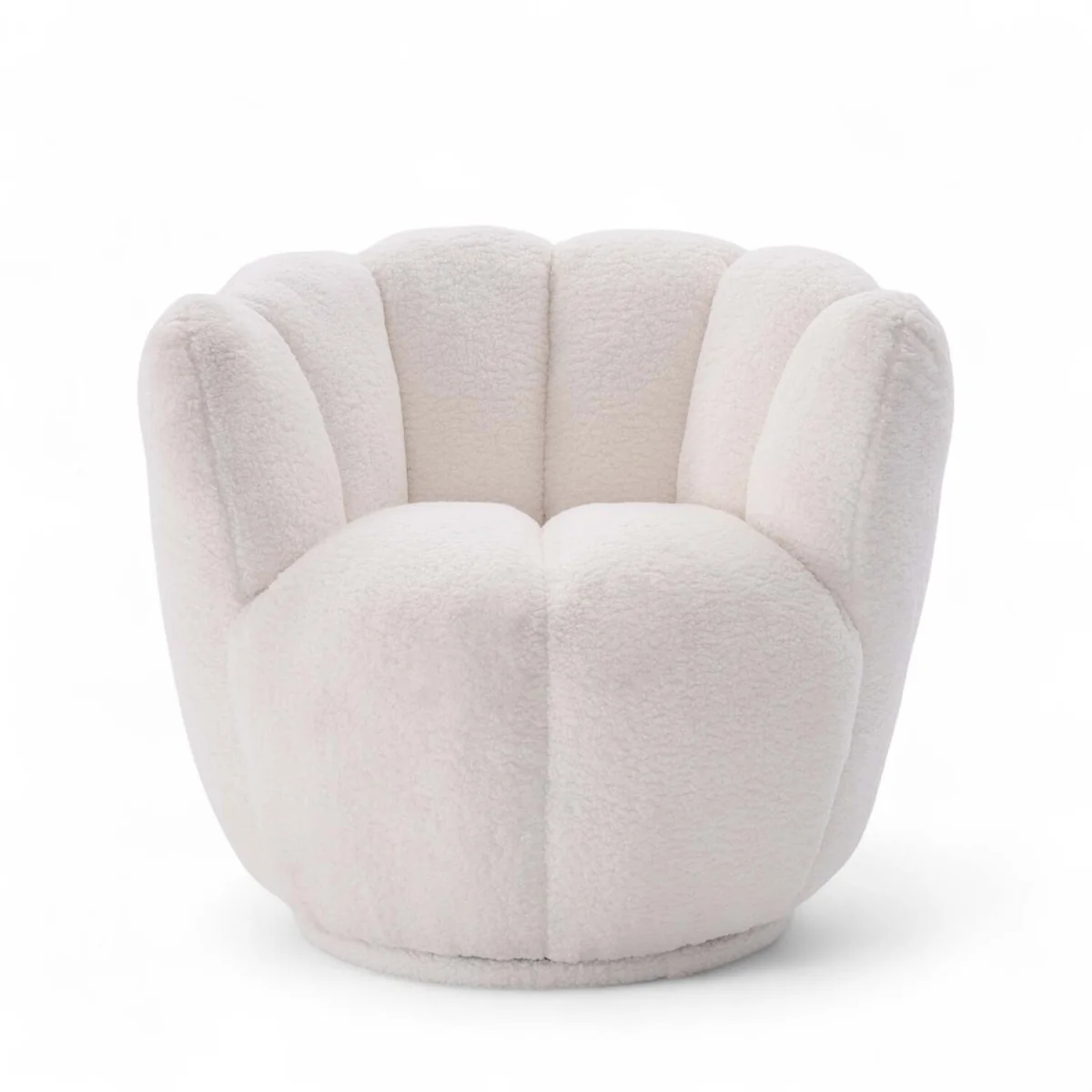 Teddy Boucle Fabric White Naomi Scalloped Barrel Chair - White – image 2