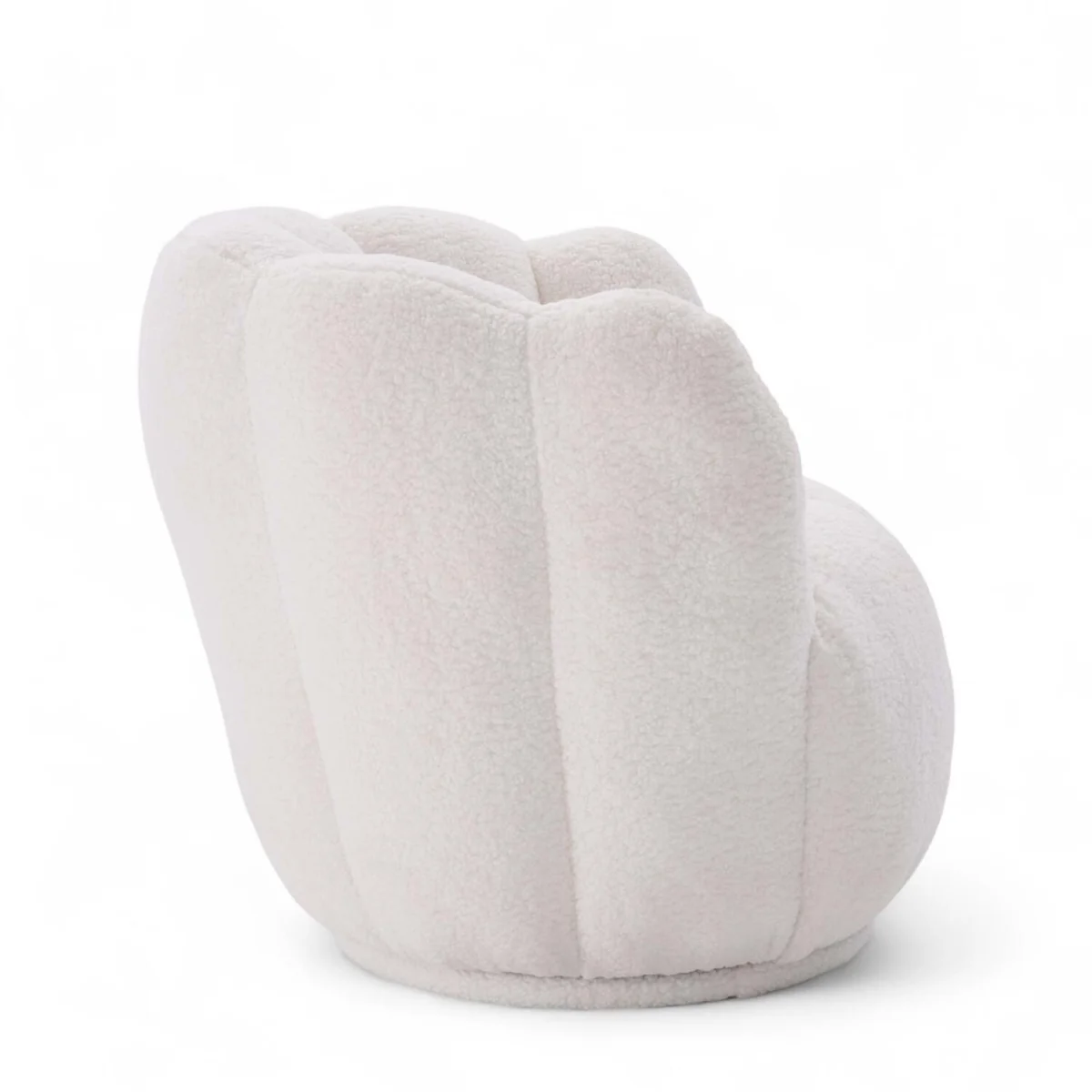 Teddy Boucle Fabric White Naomi Scalloped Barrel Chair - White – image 4