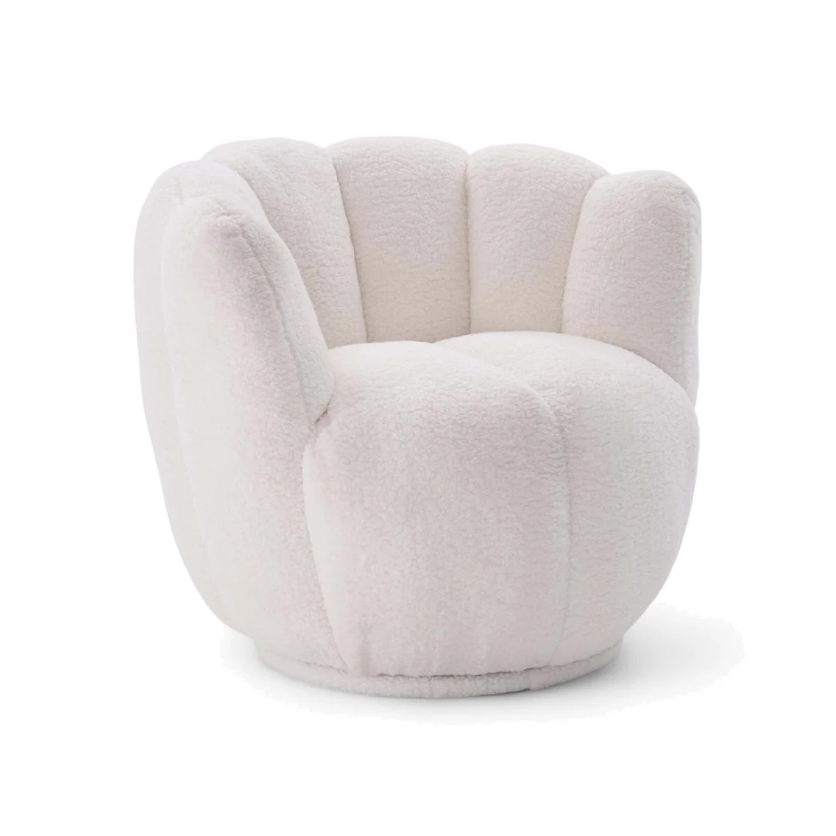 Teddy Boucle Fabric White Naomi Scalloped Barrel Chair - White – image 1