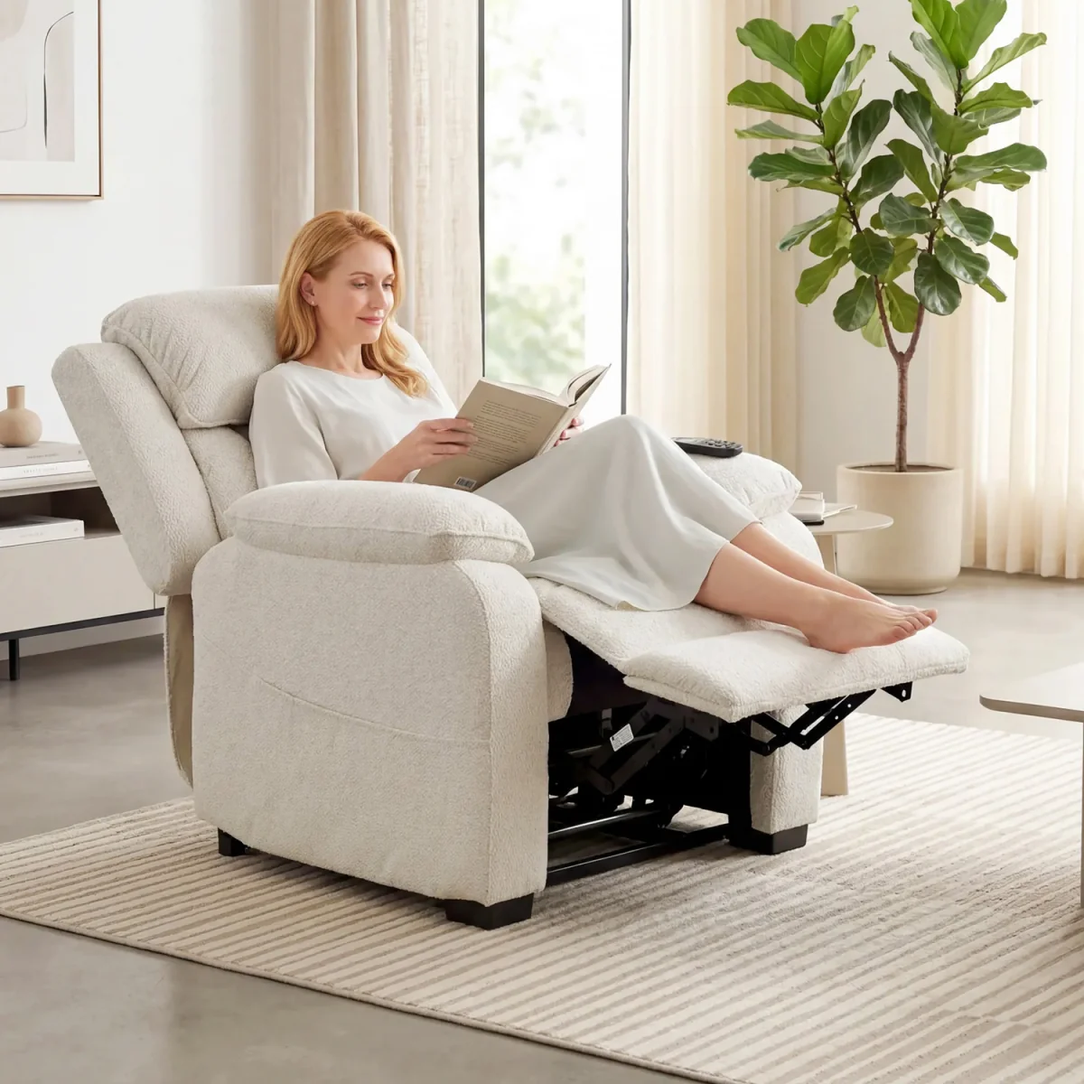 HOMCOM Power Recliner Chair with Heat - Cream – image 2