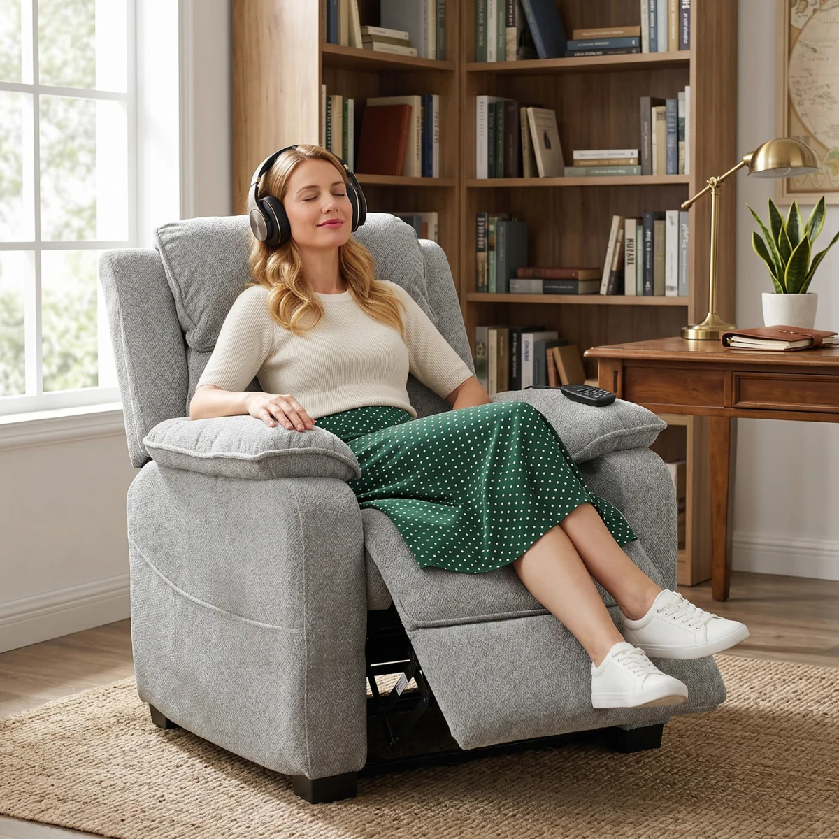 HOMCOM Power Recliner Chair with Heat - Cream – image 11