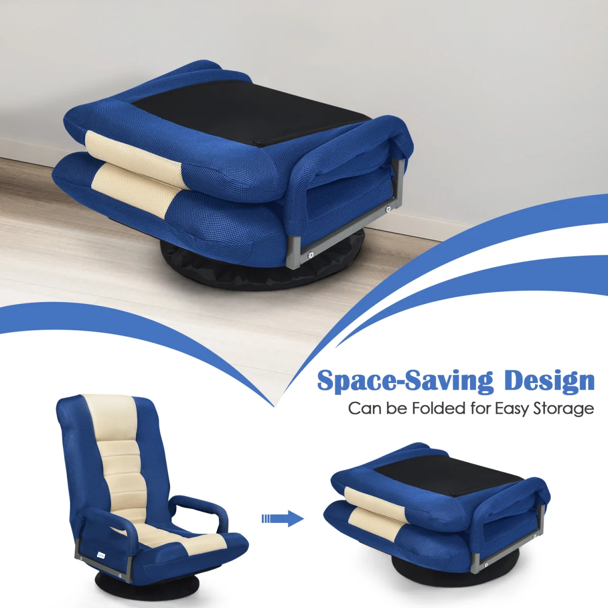 Foldable Floor Chair - Blue – image 3