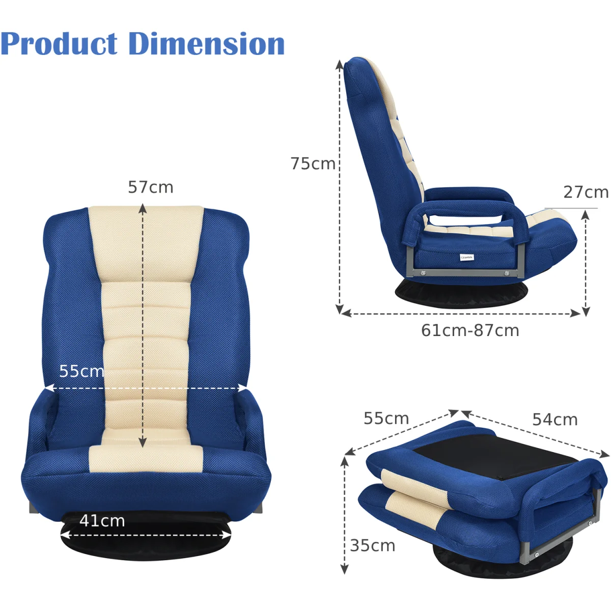 Foldable Floor Chair - Blue – image 4