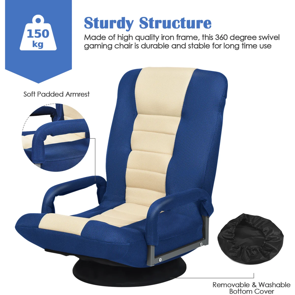 Foldable Floor Chair - Blue – image 7