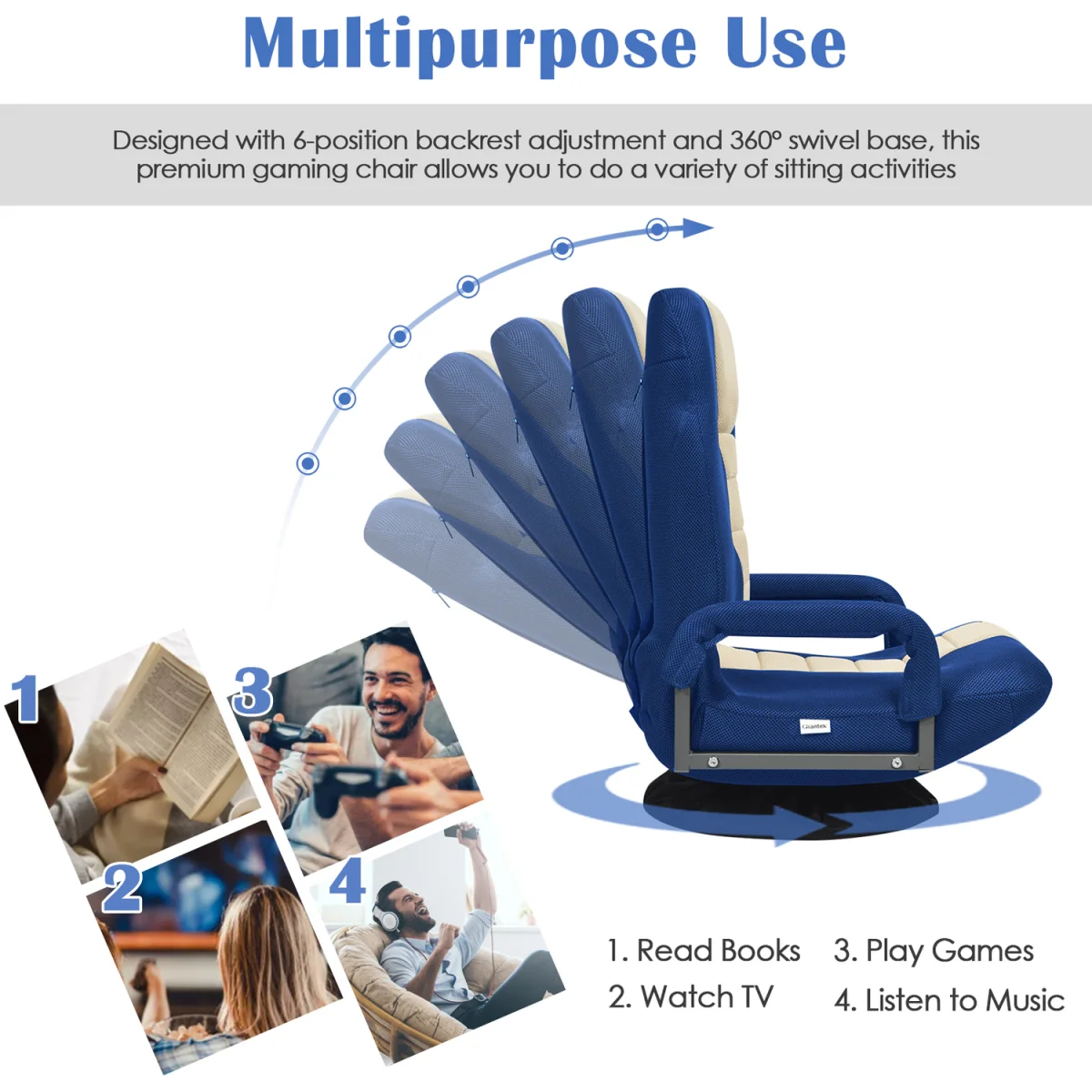 Foldable Floor Chair - Blue – image 8