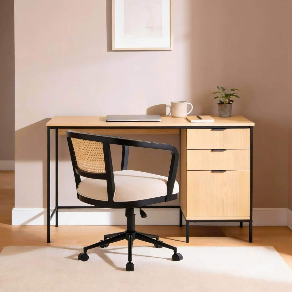 Nola Rattan Swivel Chair - Black – image 2