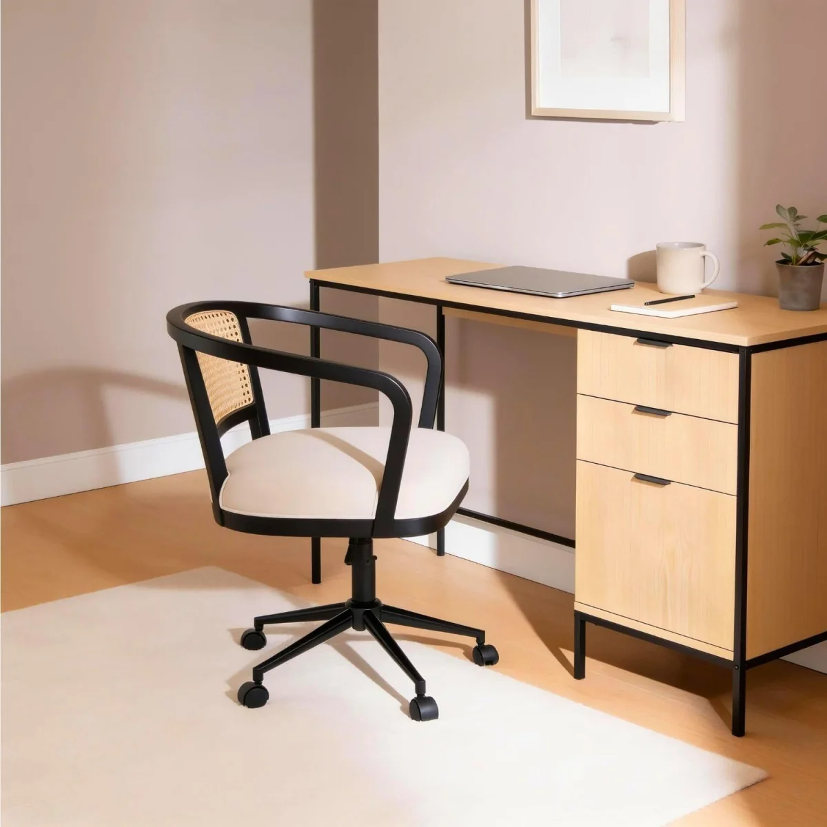 Nola Rattan Swivel Chair - Black – image 3