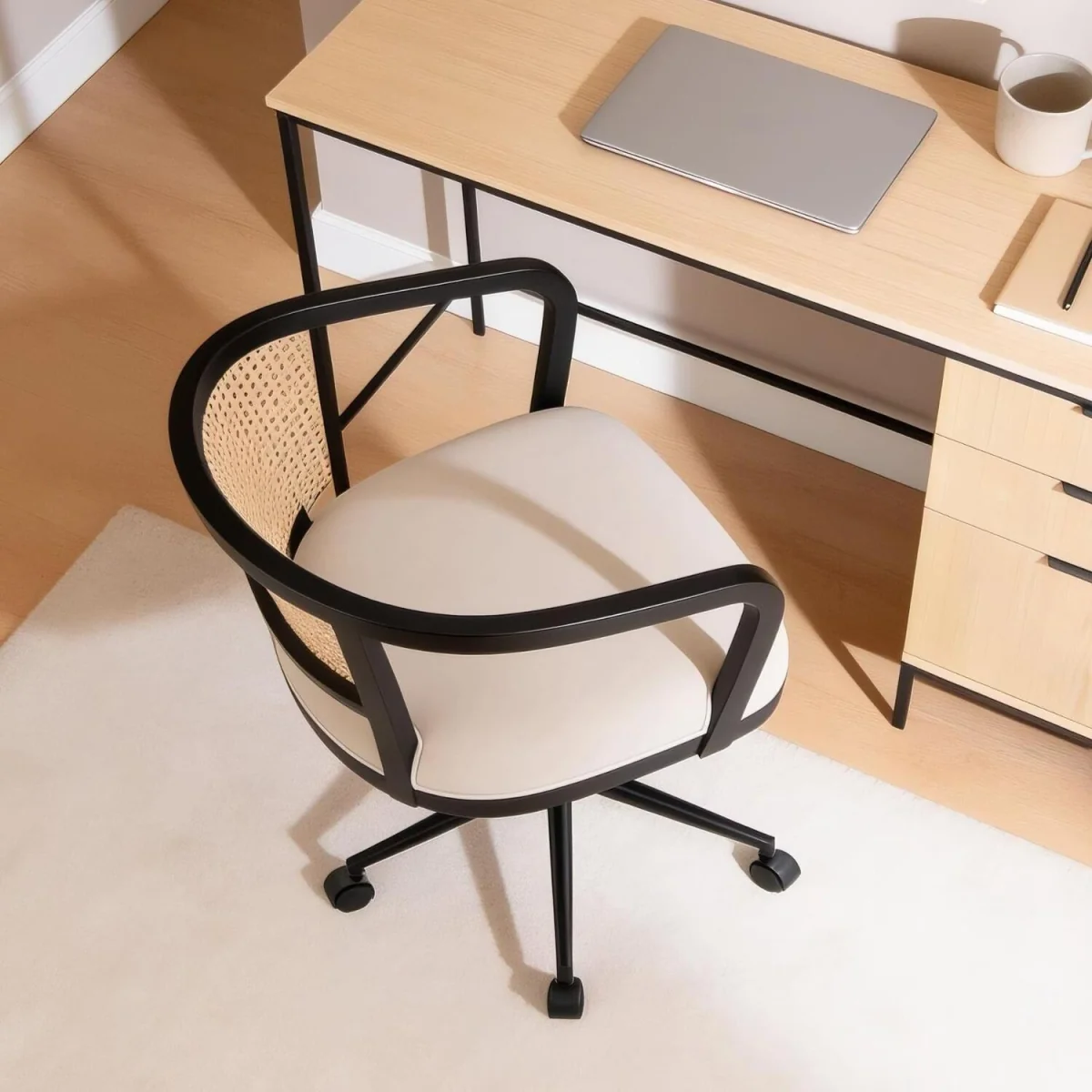 Nola Rattan Swivel Chair - Black – image 4