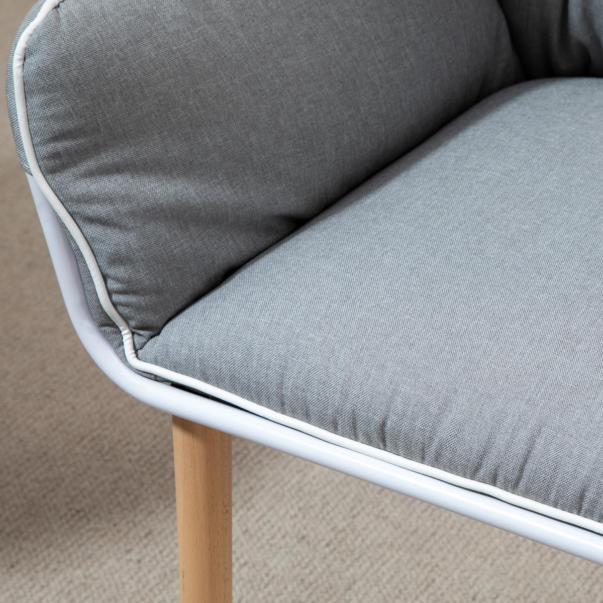 Contrast Piped Accent Chair Modern Home Seat with Wood Legs - Grey and Brown – image 6