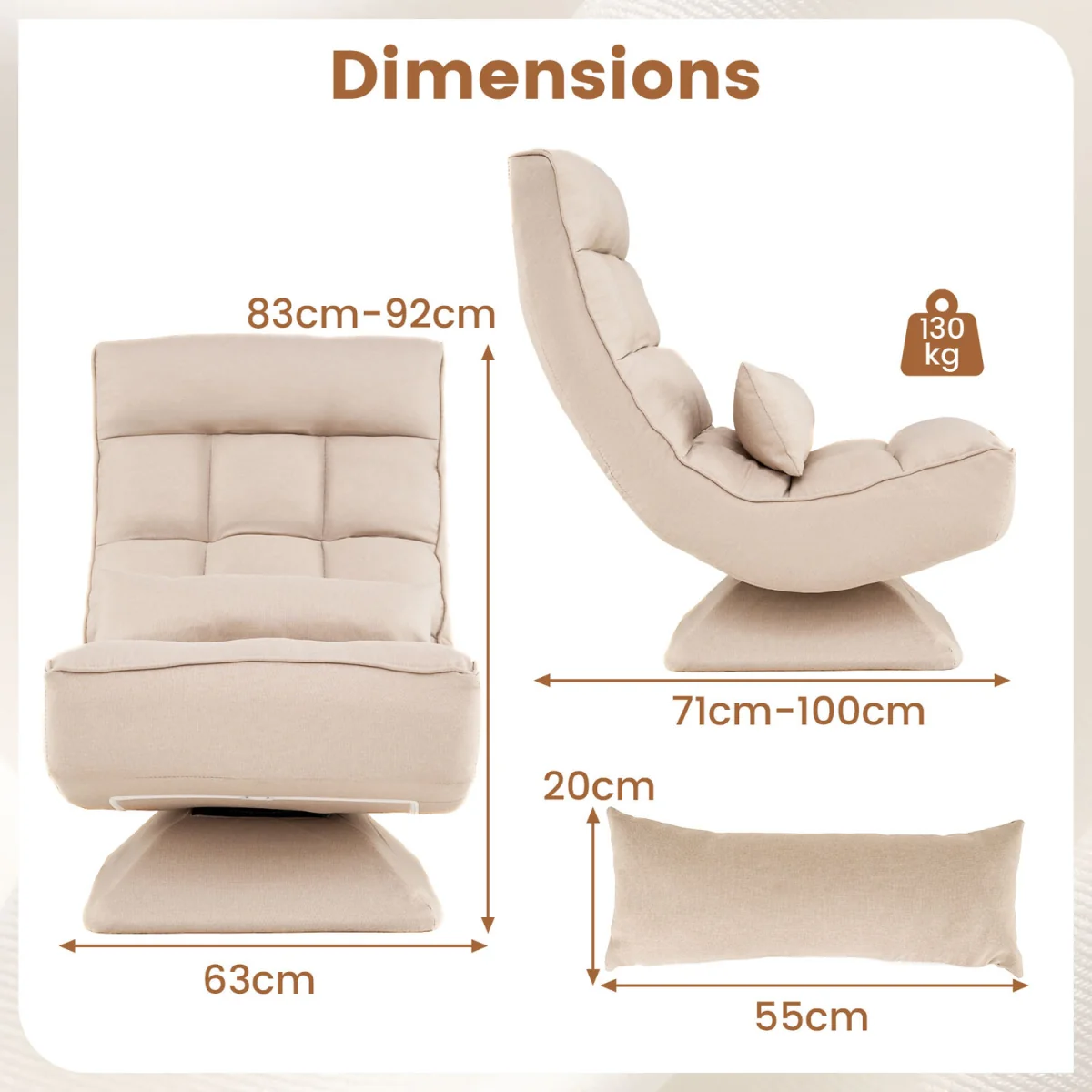 4-Position Adjustable Floor Chair – image 3