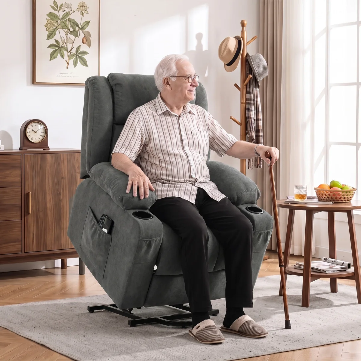 HOMCOM Dual Motor Recliner Chair Power Lift Chair w/ Massage Heat, Dark Grey – image 1