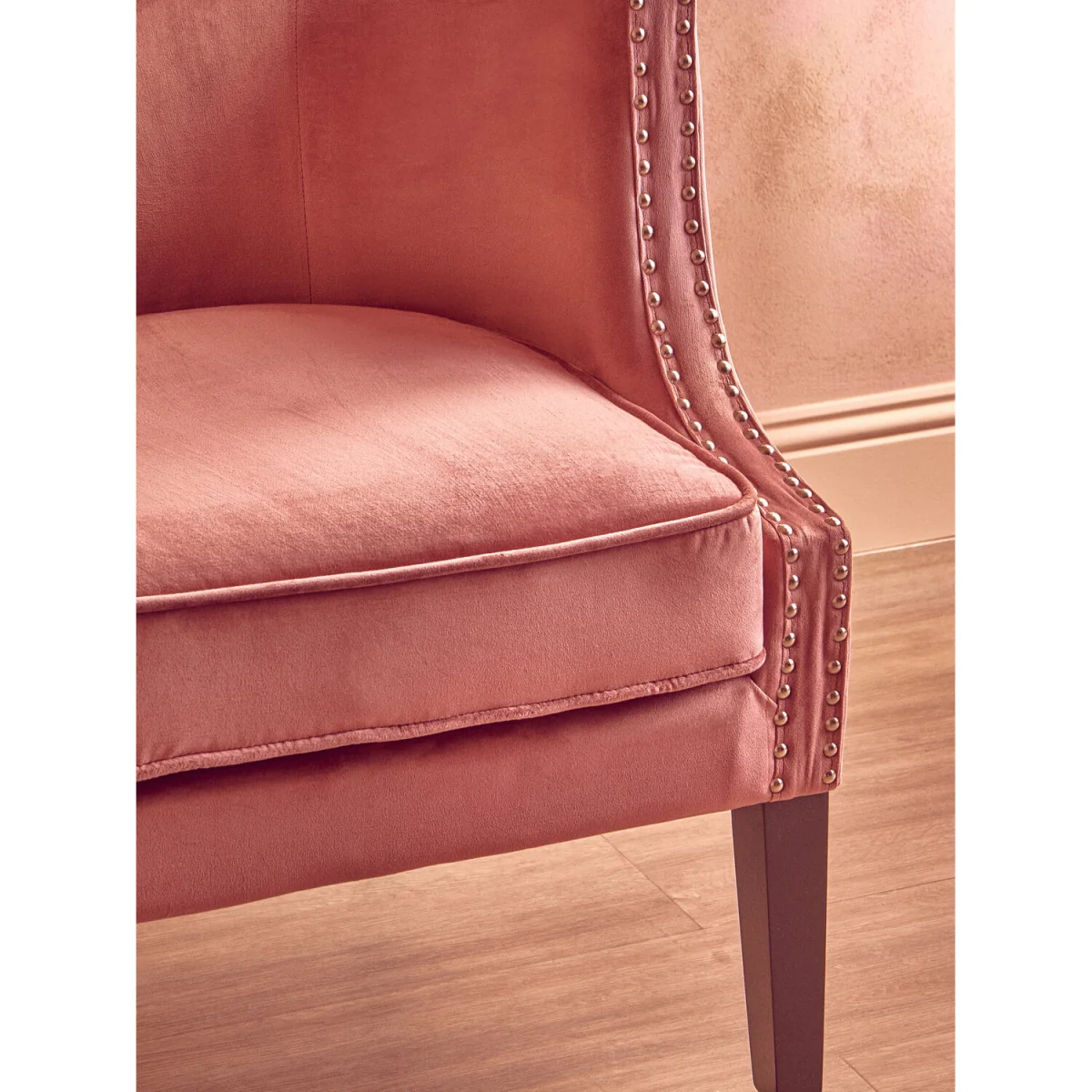 Larissa Pink Velvet Studded Chair - Pink – image 3