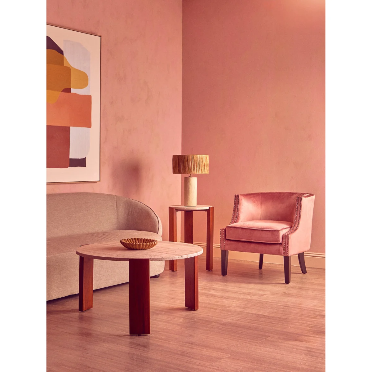 Larissa Pink Velvet Studded Chair - Pink – image 5