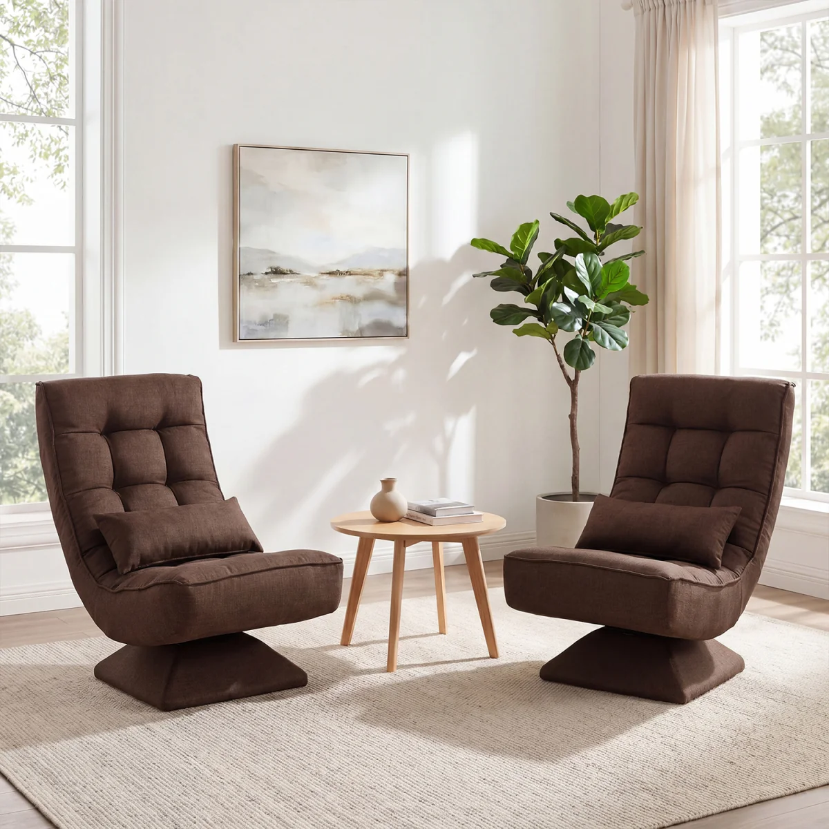 5 Position Adjustable Floor Chair - Brown – image 2