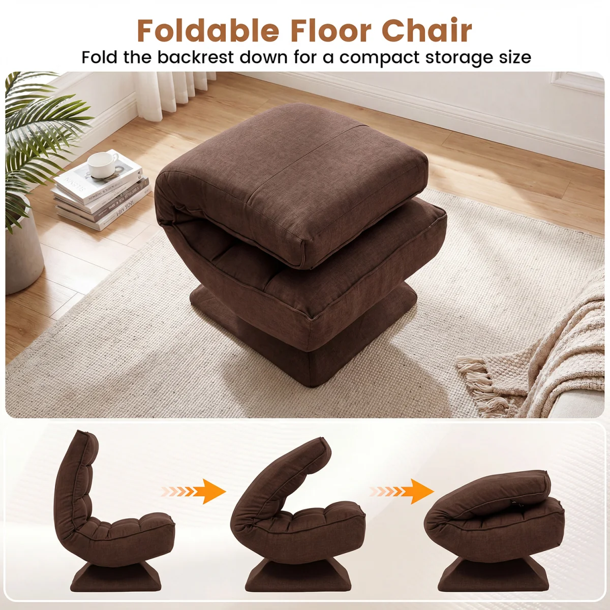 5 Position Adjustable Floor Chair - Brown – image 5