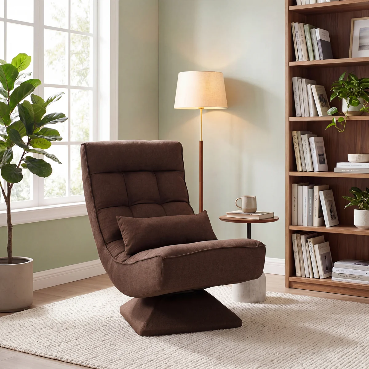 5 Position Adjustable Floor Chair - Brown – image 7